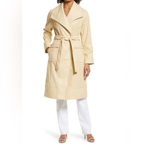 Vegan Leather Beige/Ivory Halogen size L trench